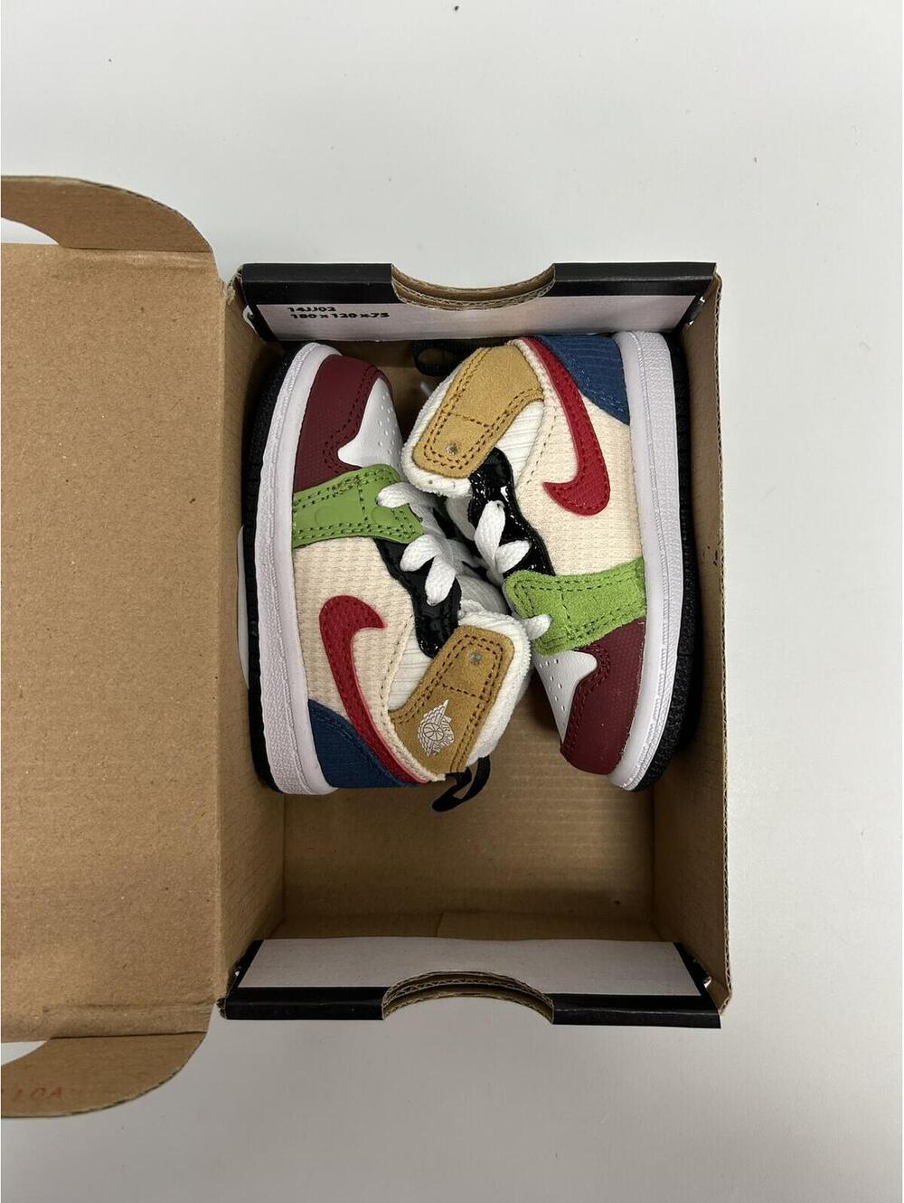 Toddler Jordan 1 Mid SE TD Multicolor High-Top Sneakers - Picture 3 of 8